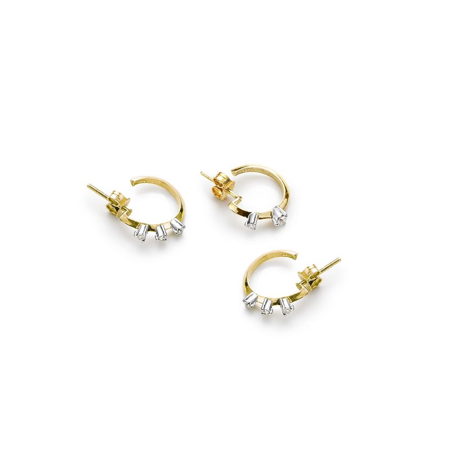 Set of three gold 'Balance' hoop earrings BALANCE | SET 3 OR CER BRILLAU18G CT 0,22